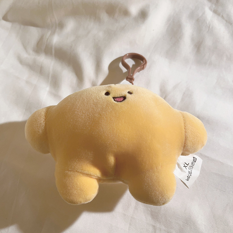 可爱毛绒兰花公仔背夹式手机斜跨长绳户外旅游挂脖编织绳侧挂背带详情9