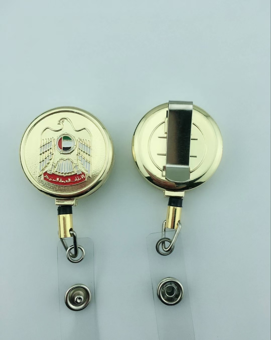 供应4公分半金属平面易拉扣 钢丝线或者尼龙绳易拉扣 证件扣详情5