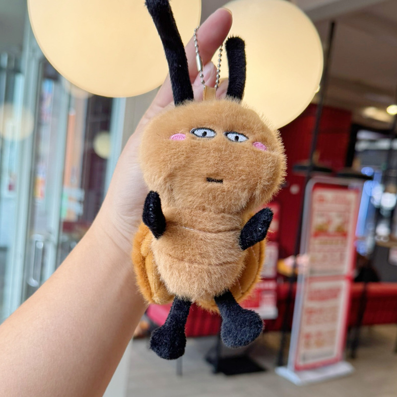 创意小蟑螂毛绒挂件可爱小强钥匙扣公仔玩偶包包挂饰娃娃礼物批发详情6