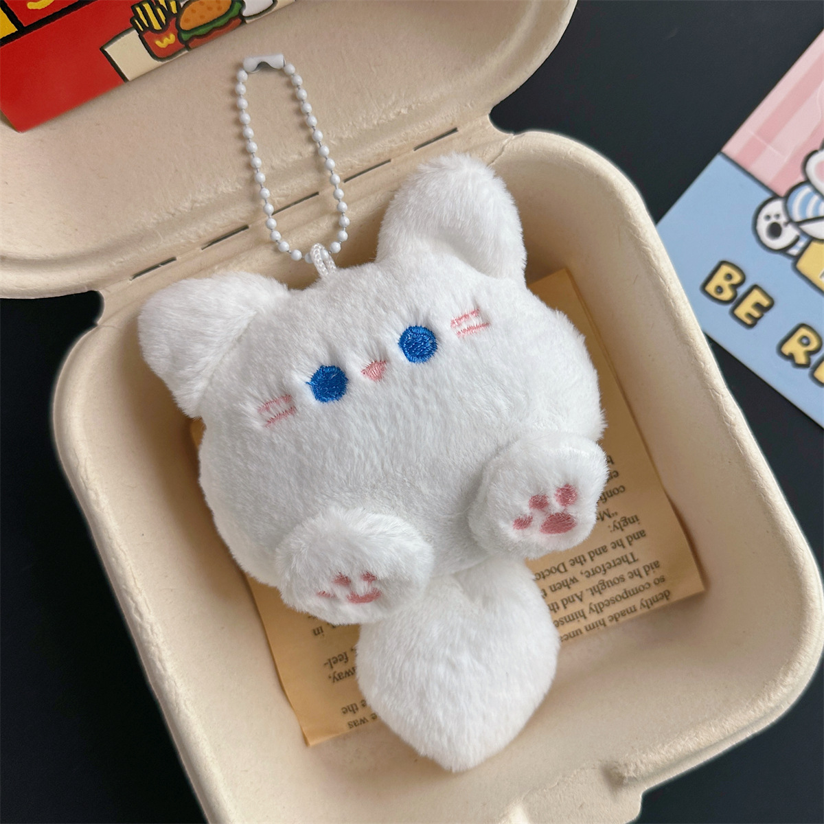 超可爱大号小猫团子网红吱吱叫钥匙扣书包挂链毛绒玩具小抓机礼物详情5