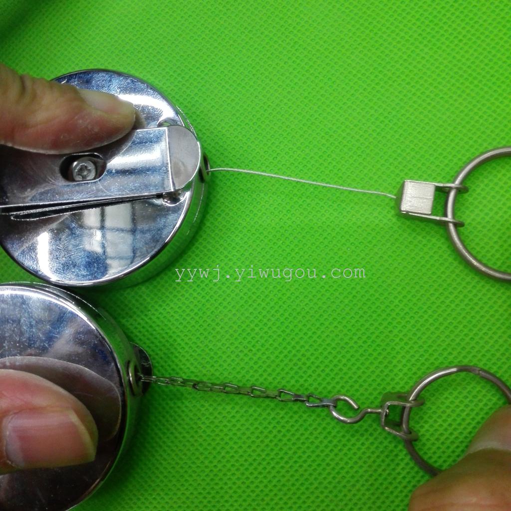 供应5公分全钢金属易拉扣 半金属伸缩钥匙扣  防丢钥匙扣