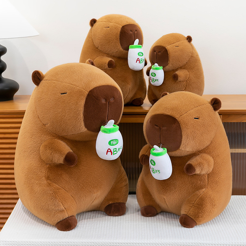 Wholesale of cross-border new baby bottle capybara plush toy figurines, wedding snot and stretching Kapipala dolls Specification image