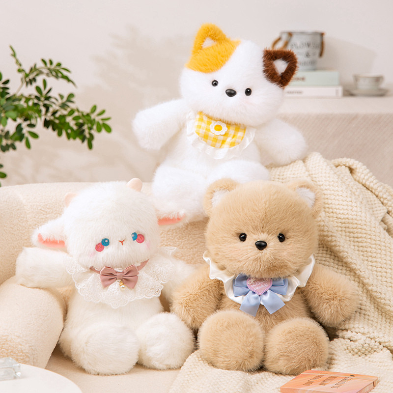 跑跑小熊三花猫可爱玩偶公仔动物仔仔摆件毛绒玩具娃娃女生日礼物详情30