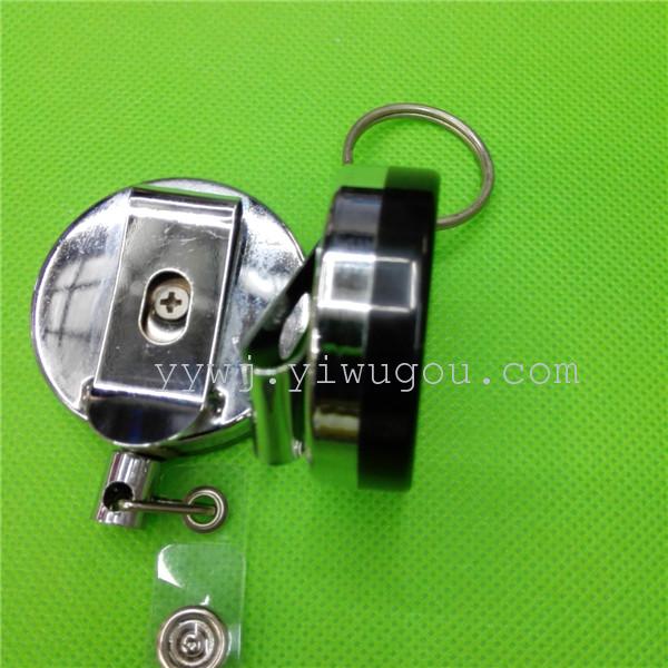 供应4公分半金属平面易拉扣 钢丝线或者尼龙绳易拉扣 证件扣详情12