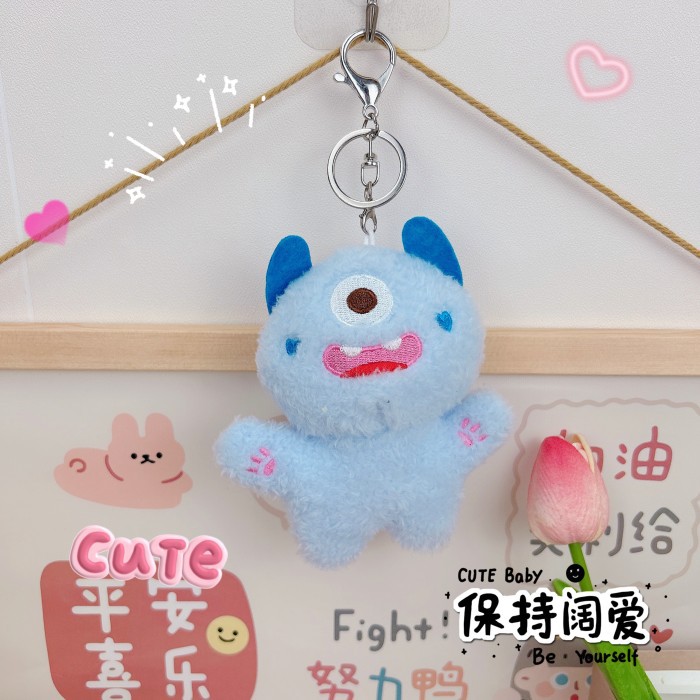 可爱鬼大眼怪小怪兽钥匙扣挂件毛绒抓机娃娃玩具书包包挂饰小礼物详情8