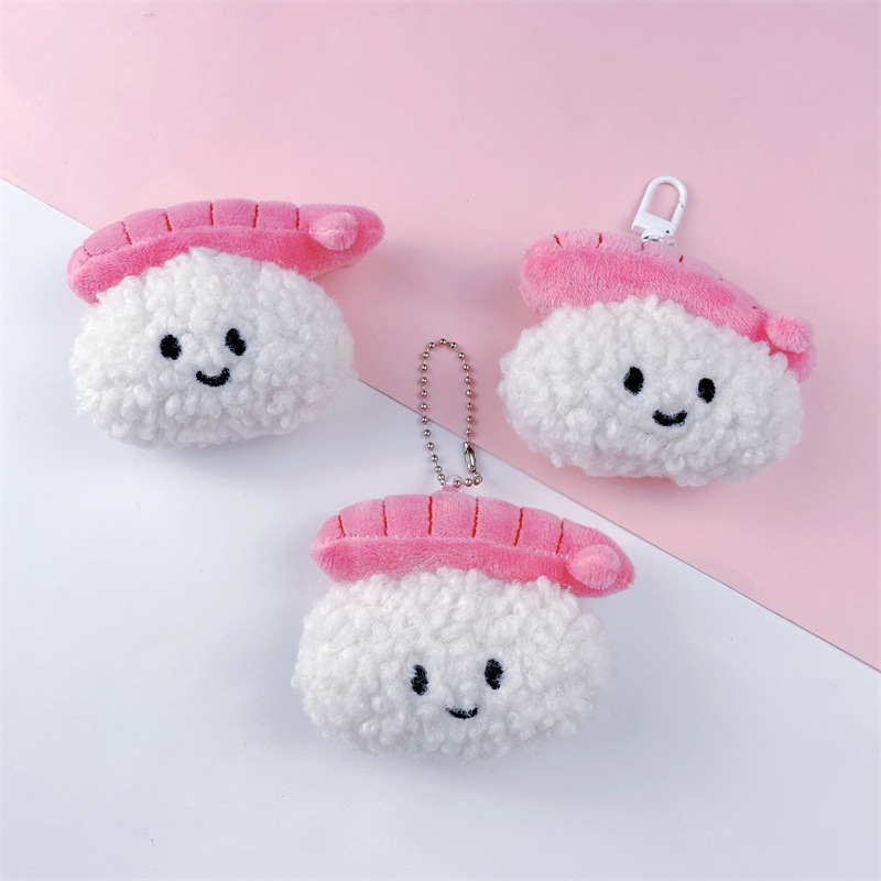 小红书爆款虾系饭团diy挂饰发饰高颜值少女心毛绒卡通包包挂件详情2
