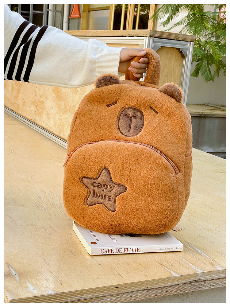 The new Capibara plush capybara is cute and versatile. It features a cartoon student backpack and an export cross-border bag pic 5