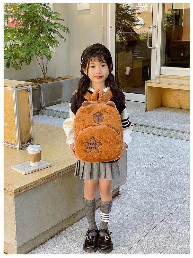The new Capibara plush capybara is cute and versatile. It features a cartoon student backpack and an export cross-border bag pic 8