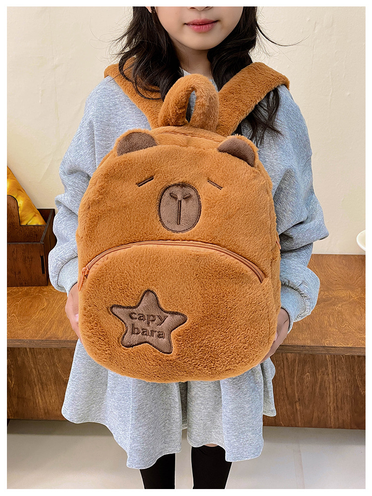 The new Capibara plush capybara is cute and versatile. It features a cartoon student backpack and an export cross-border bag pic 14