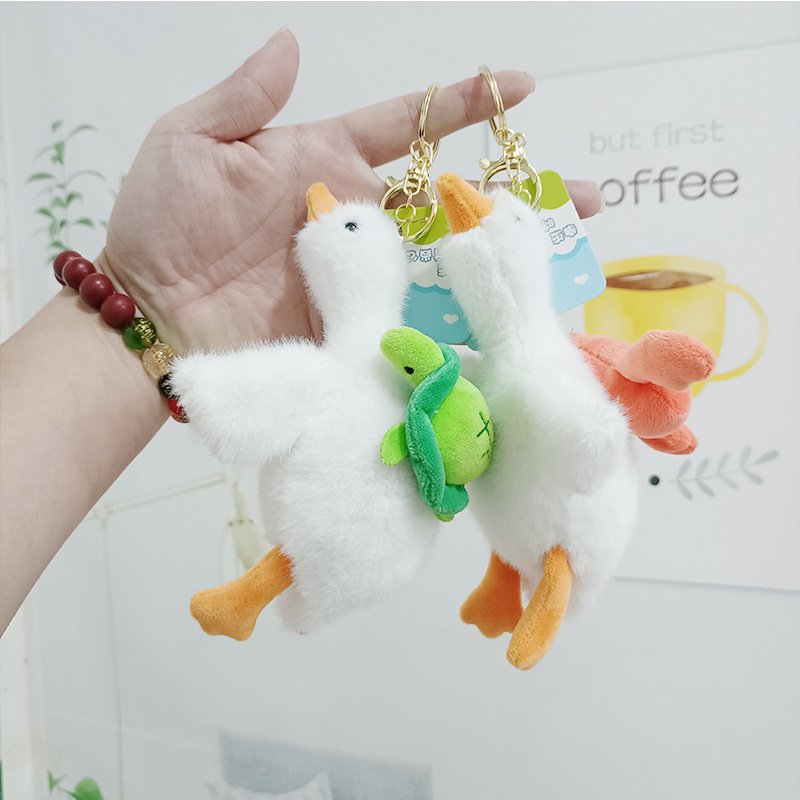 可爱大白鹅毛绒公仔钥匙扣包包挂件玩偶学生书包挂饰娃娃玩具批发