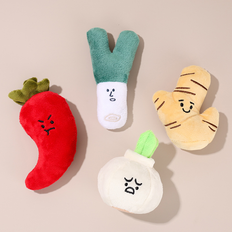 Wholesale of creative vegetable, funny expressions, scallions, ginger, garlic, fruits, plants, plush pendants, keychains, claw machines and dolls