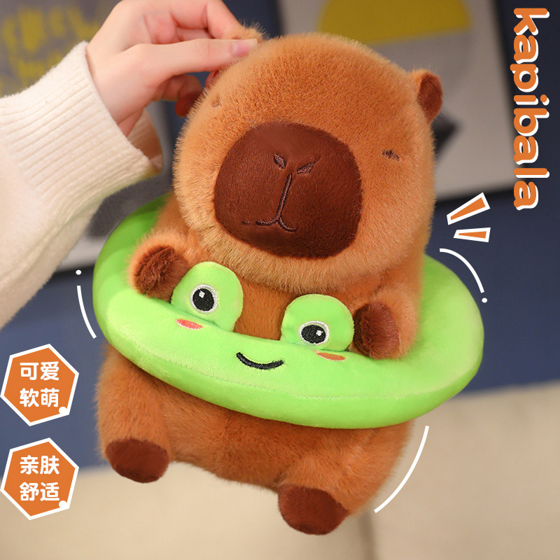 TK跨境爆款游泳圈卡皮巴拉毛绒公仔配件水豚玩偶毛绒玩具