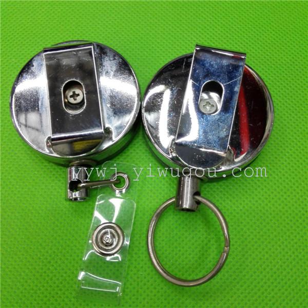 供应4公分半金属平面易拉扣 钢丝线或者尼龙绳易拉扣 证件扣详情11