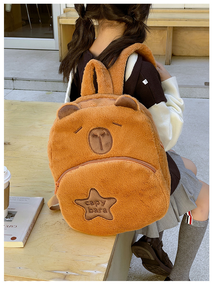 The new Capibara plush capybara is cute and versatile. It features a cartoon student backpack and an export cross-border bag pic 9