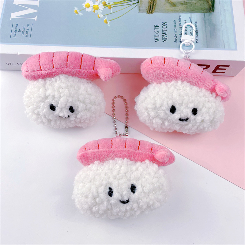 小红书爆款虾系饭团diy挂饰发饰高颜值少女心毛绒卡通包包挂件详情1