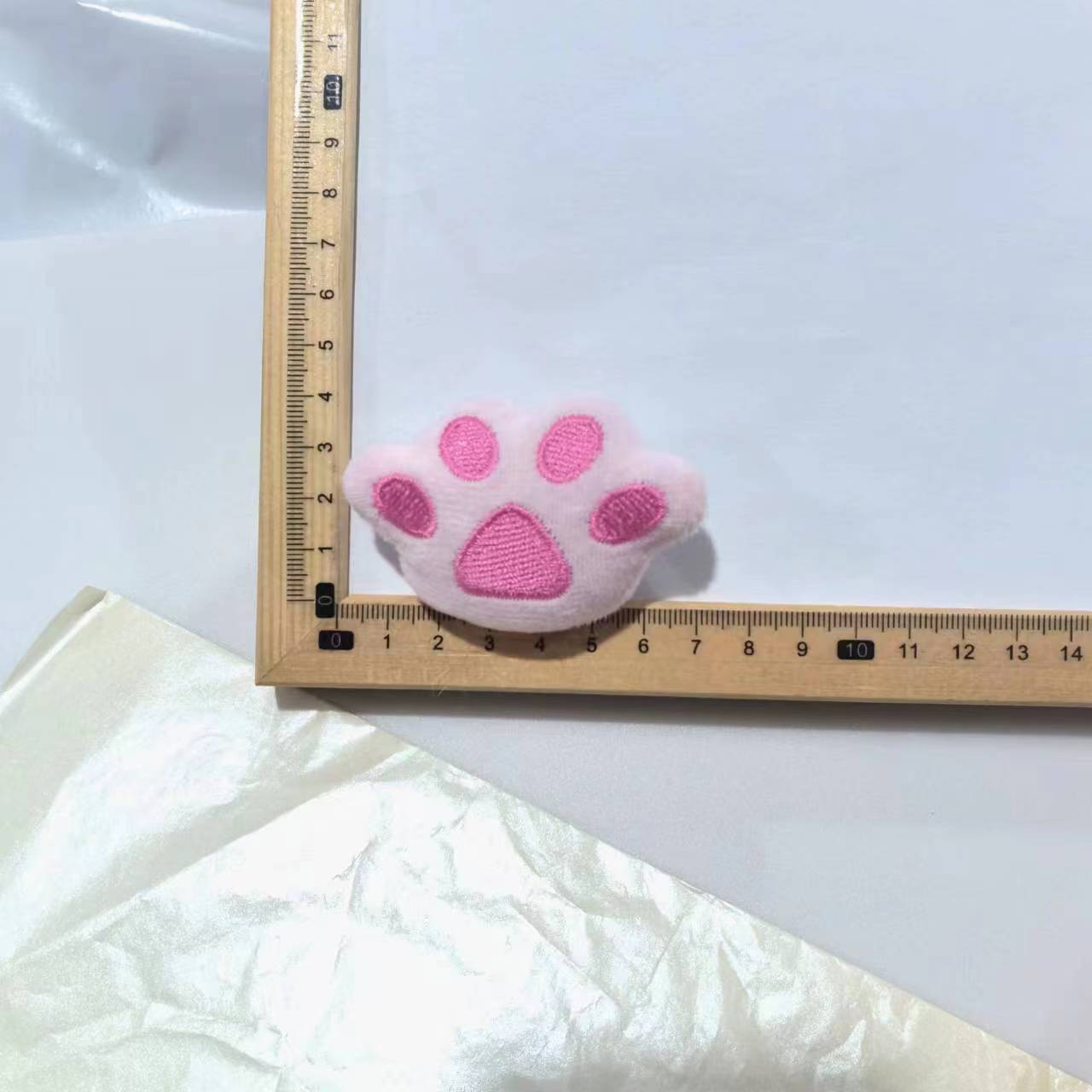 粉色毛绒猫爪 熊掌卡通脚印配件 可爱充棉发饰发夹辅料配件