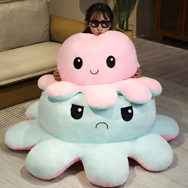 Cute flip octopus doll, super large double-sided flip and face-changing octopus doll sofa pillow, a gift for girls Specification image