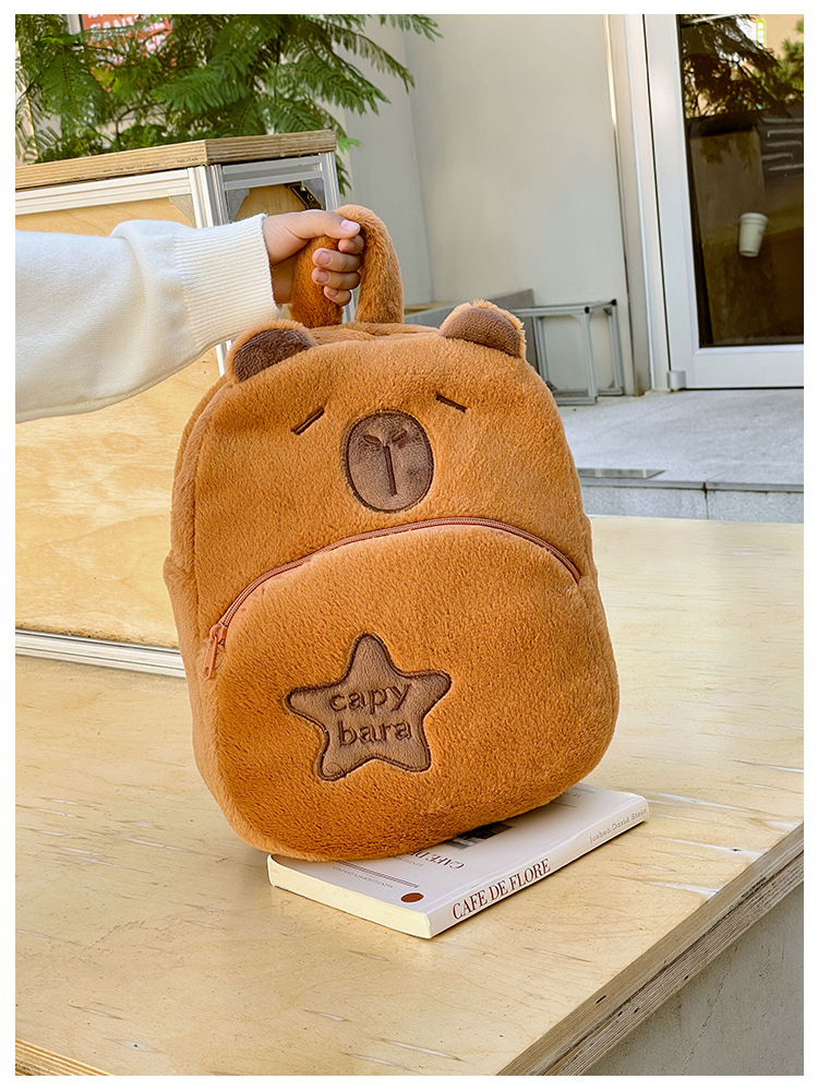 The new Capibara plush capybara is cute and versatile. It features a cartoon student backpack and an export cross-border bag pic 6