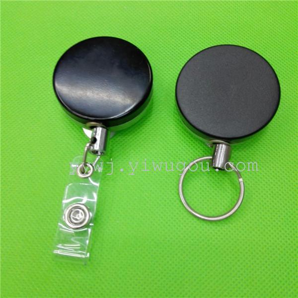 供应4公分半金属平面易拉扣 钢丝线或者尼龙绳易拉扣 证件扣详情10