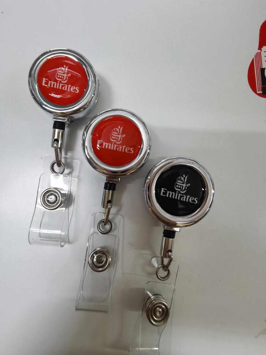 供应4公分半金属平面易拉扣 钢丝线或者尼龙绳易拉扣 证件扣详情9