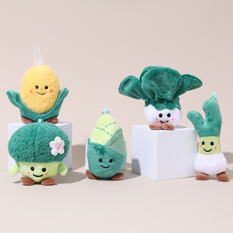 Wholesale of creative vegetable, funny expressions, scallions, ginger, garlic, fruits, plants, plush pendants, keychains, claw machines and dolls Specification image