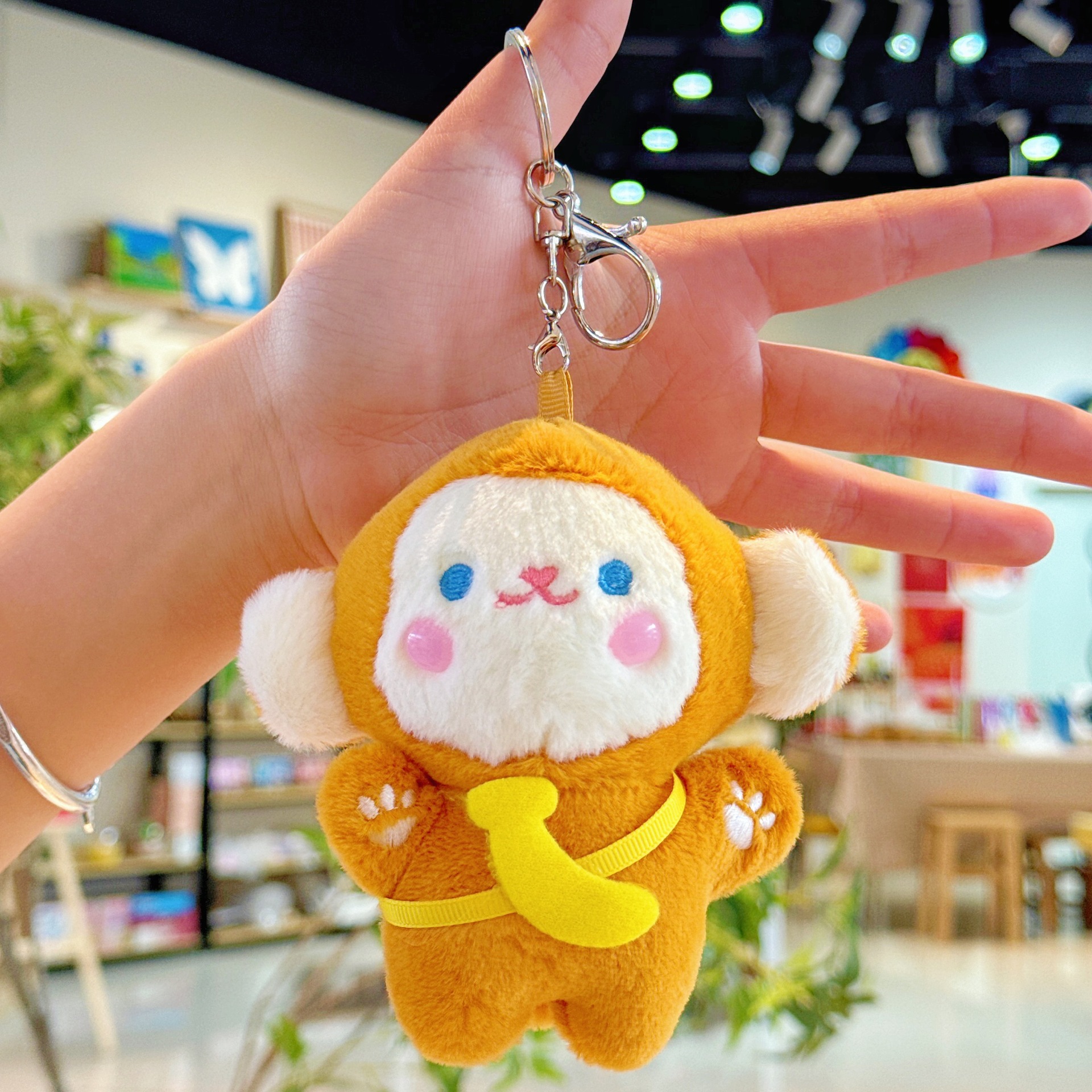 可爱创意背包挂件卡通礼物小猴子钥匙扣毛绒香蕉猴玩偶车钥匙链女详情4