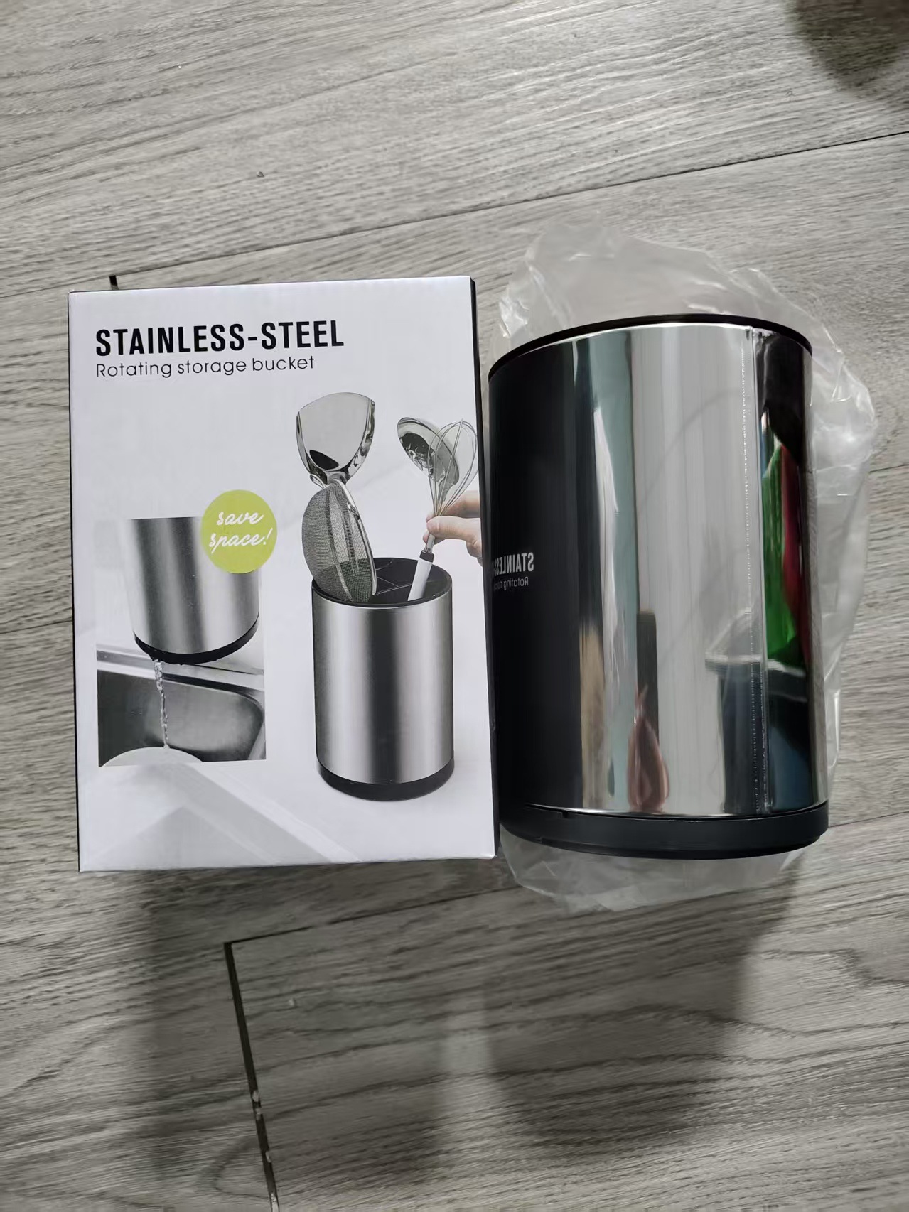 跨境多功能不锈钢可旋转收纳筒厨房餐具置物架筷子厨具收纳架置物详情10