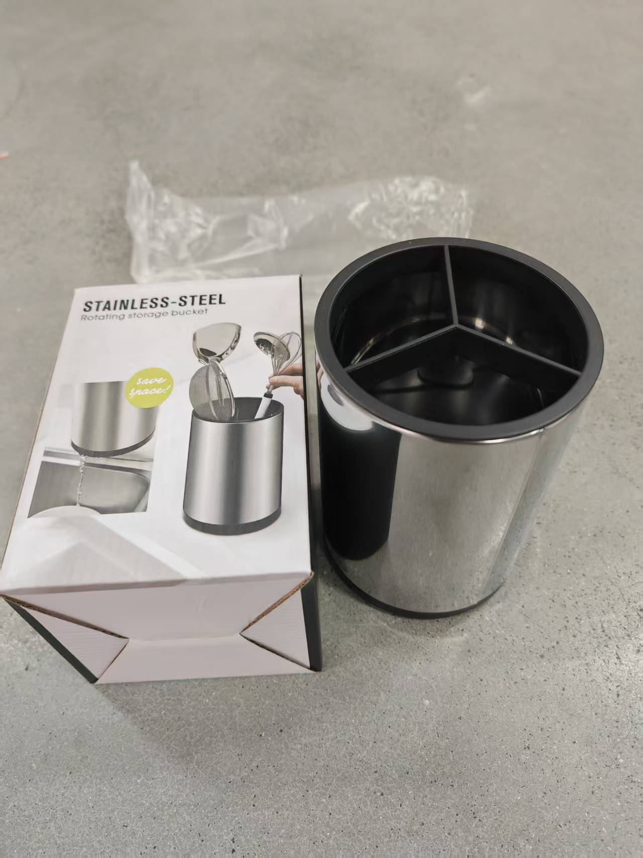 跨境多功能不锈钢可旋转收纳筒厨房餐具置物架筷子厨具收纳架置物详情11