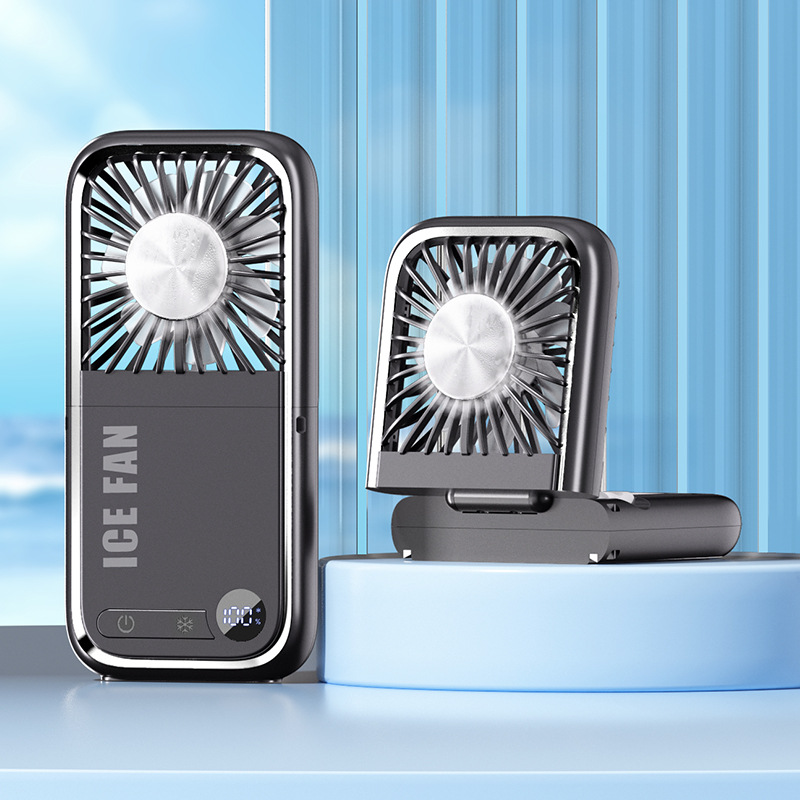 2025 Cross-border Portable ultra-thin neck Fan, USB charging, semiconductor cooling, stepless handheld ice pack fan Item Picture