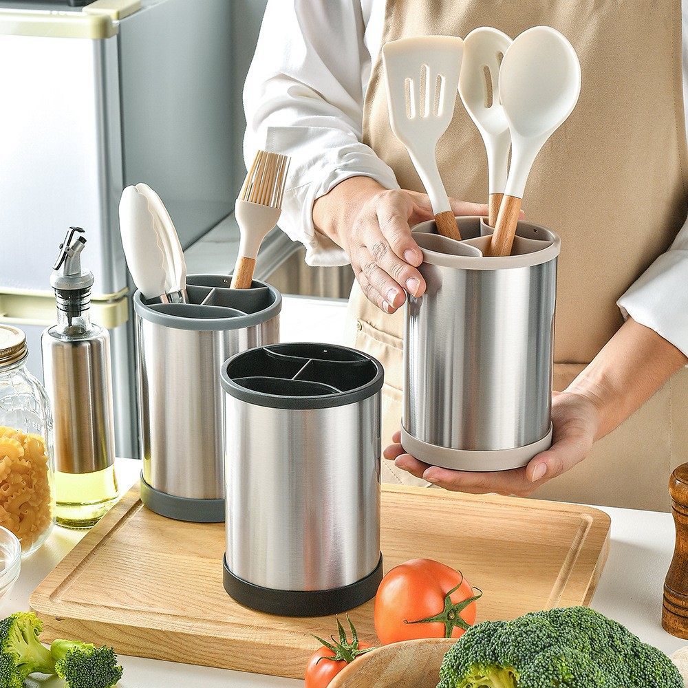 跨境多功能不锈钢可旋转收纳筒厨房餐具置物架筷子厨具收纳架置物详情6