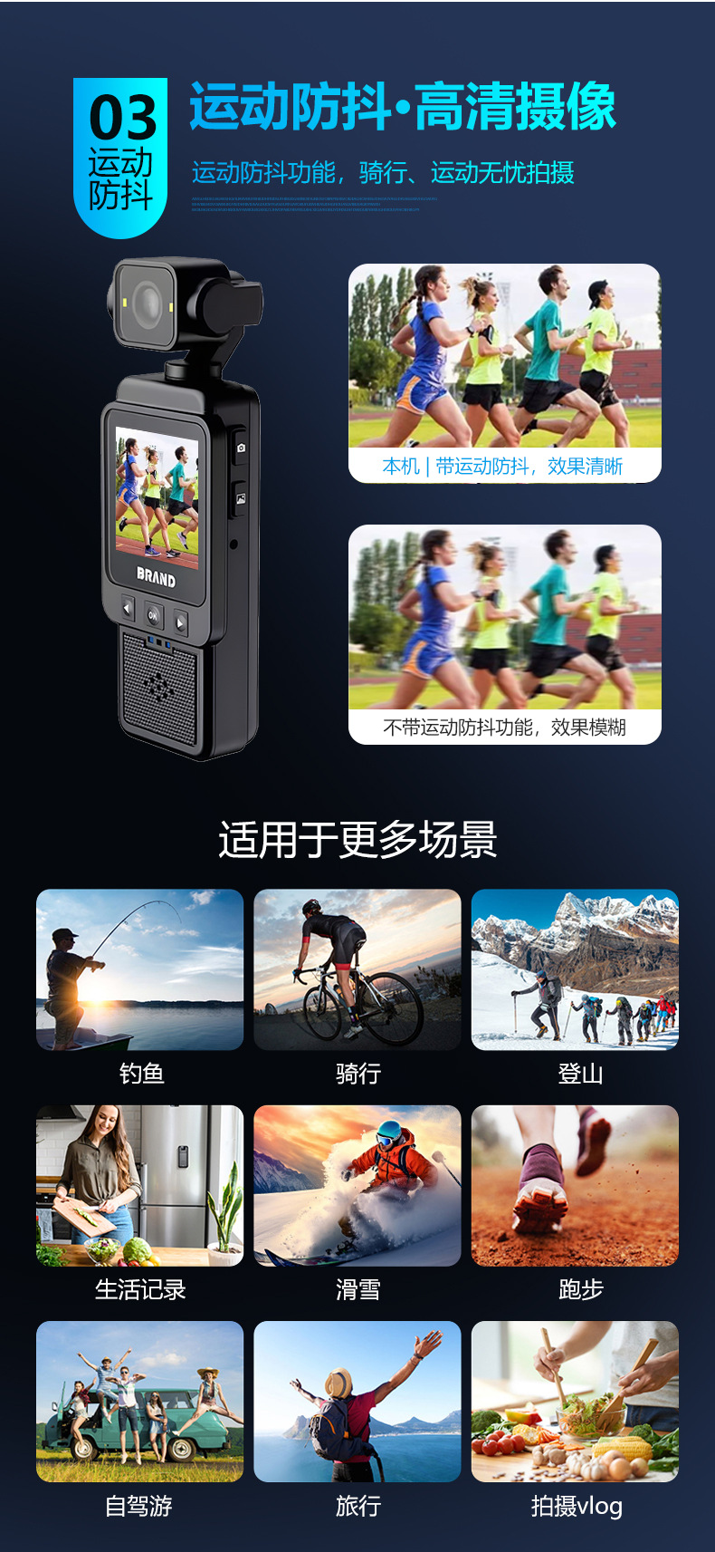 手持高清摄影机骑行运动相机防抖迷你记录仪户外便携口袋执法仪详情5