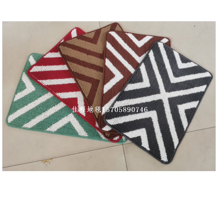 High-quality export floor MATS, two-color jacquard floor MATS, carpets, polypropylene door MATS, floor MATS, carpets, geometric patterns, cross-border export printed carpets, floor MATS, combination bathroom toilet MATS, three-piece set, crystal velvet high-definition printed mat collar Specification image