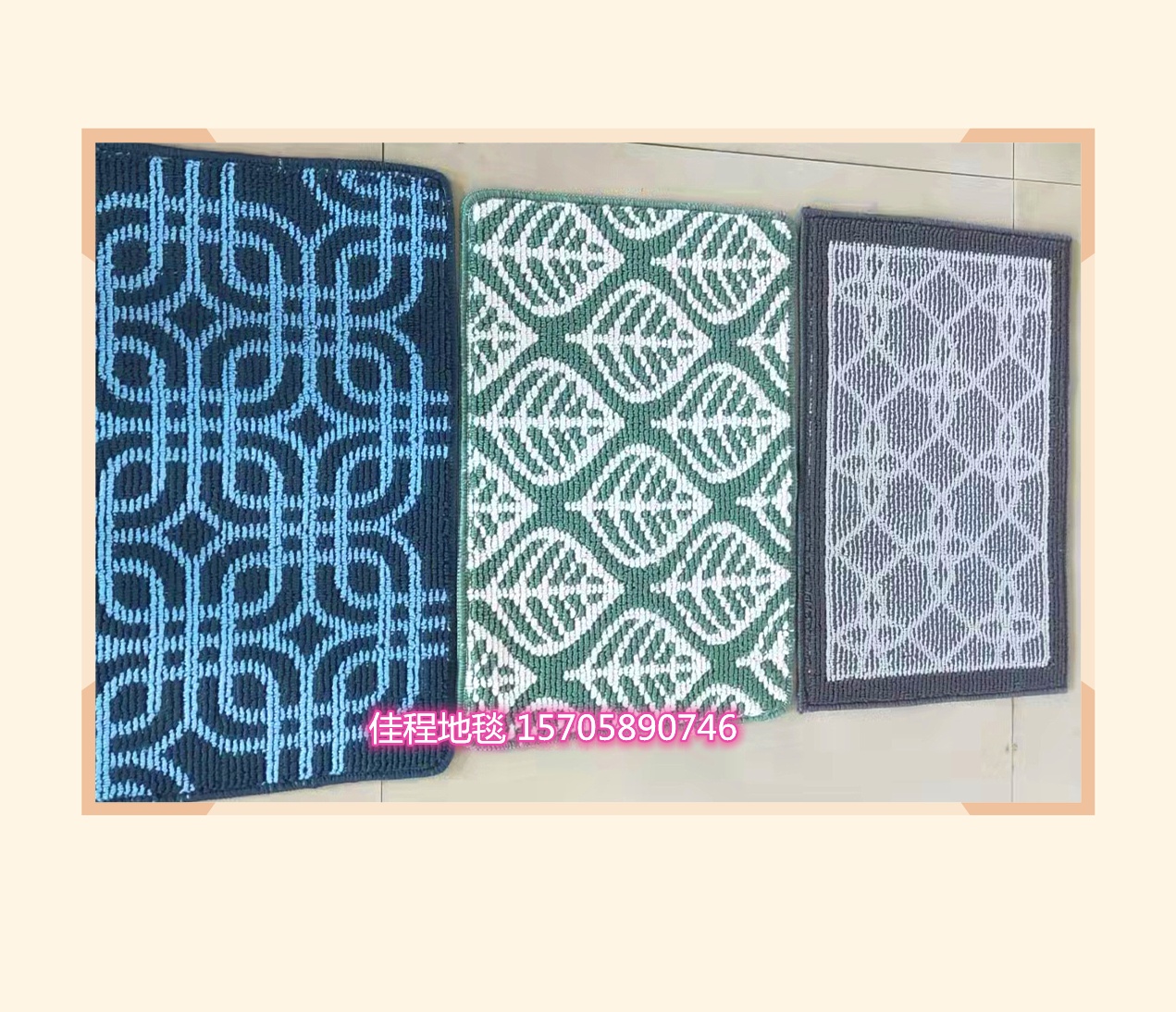 High-quality export floor MATS, two-color jacquard floor MATS, carpets, polypropylene door MATS, floor MATS, carpets, geometric patterns, cross-border export printed carpets, floor MATS, combination bathroom toilet MATS, three-piece set, crystal velvet high-definition printed mat collar pic 7