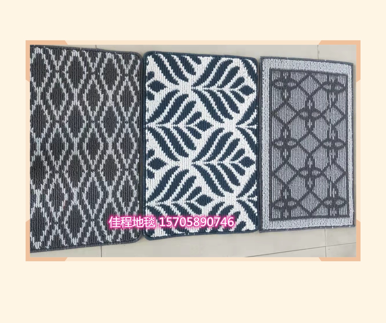 High-quality export floor MATS, two-color jacquard floor MATS, carpets, polypropylene door MATS, floor MATS, carpets, geometric patterns, cross-border export printed carpets, floor MATS, combination bathroom toilet MATS, three-piece set, crystal velvet high-definition printed mat collar pic 6