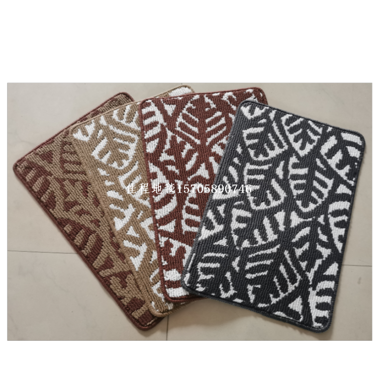 High-quality export floor MATS, two-color jacquard floor MATS, carpets, polypropylene door MATS, floor MATS, carpets, geometric patterns, cross-border export printed carpets, floor MATS, combination bathroom toilet MATS, three-piece set, crystal velvet high-definition printed mat collar details Picture