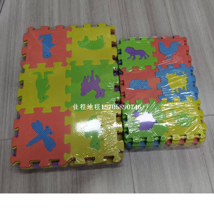 Chilean best-selling children's toy EVA puzzle floor mat, 36-piece set, animal pattern manual interlocking floor mat wholesale, cross-border export, borderless pile carpet floor mat, water-absorbing and anti-slip carpet floor mat, customizable for multiple kitchen scenarios Specification image