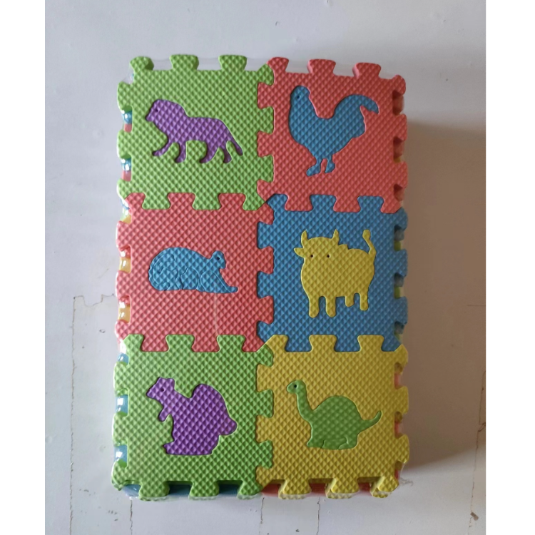 Chilean best-selling children's toy EVA puzzle floor mat, 36-piece set, animal pattern manual interlocking floor mat wholesale, cross-border export, borderless pile carpet floor mat, water-absorbing and anti-slip carpet floor mat, customizable for multiple kitchen scenarios Application Scenario