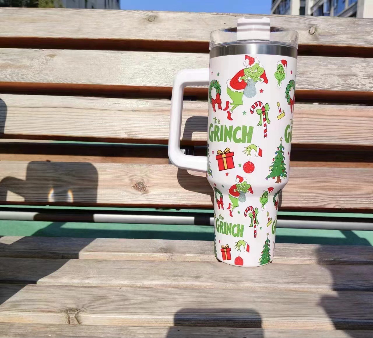 跨境汽车杯40oz车载冰霸杯不锈钢保温杯大容量格林奇5D圣诞系列吸详情7