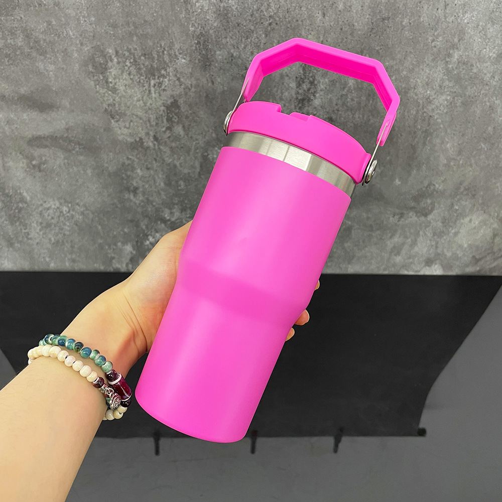 儿童学生小容量20oz哑光彩色马卡龙热升华热转印手提真空保温水壶产品图