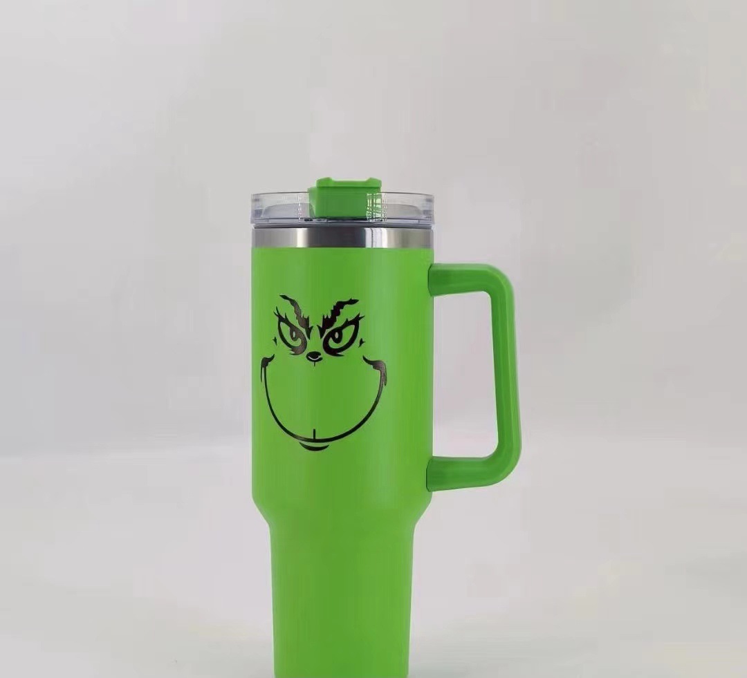 跨境汽车杯40oz车载冰霸杯不锈钢保温杯大容量格林奇5D圣诞系列吸详情22