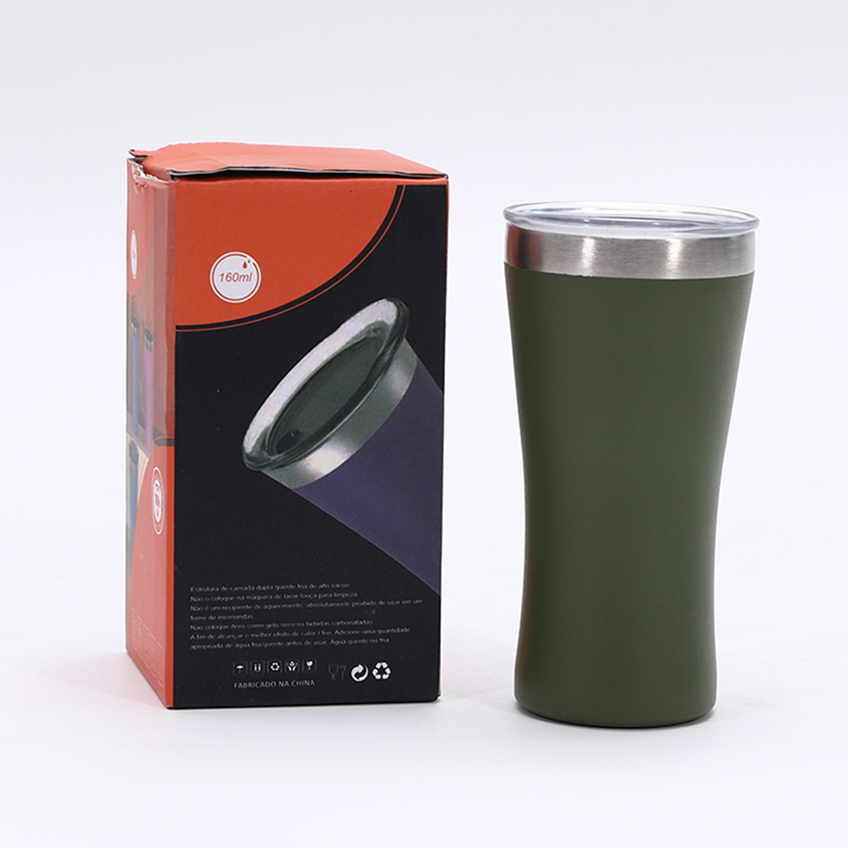 外贸美式6oz腰型啤酒杯便携户外迷你双层汽车杯304不锈钢保温水杯详情7