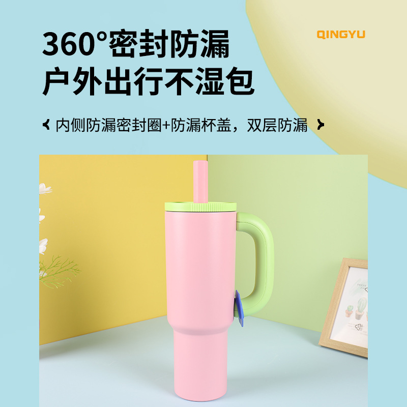 跨境304不锈钢保冷杯冰霸杯40oz大容量保温杯户外便携手柄汽车杯细节图