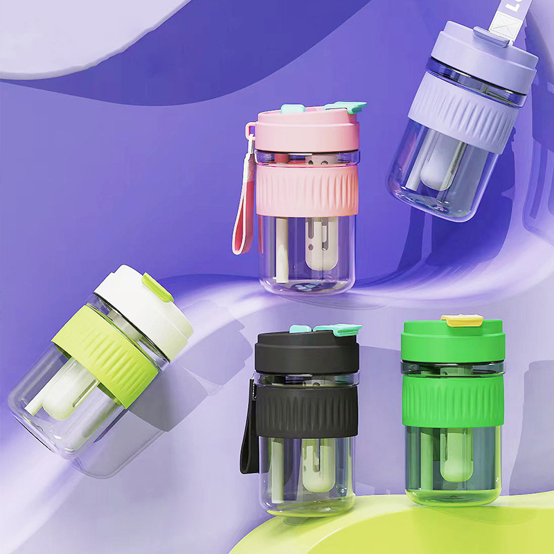 母婴级Tritan吸管杯户外便携水杯家用耐高温双饮随行杯女生咖啡杯细节图