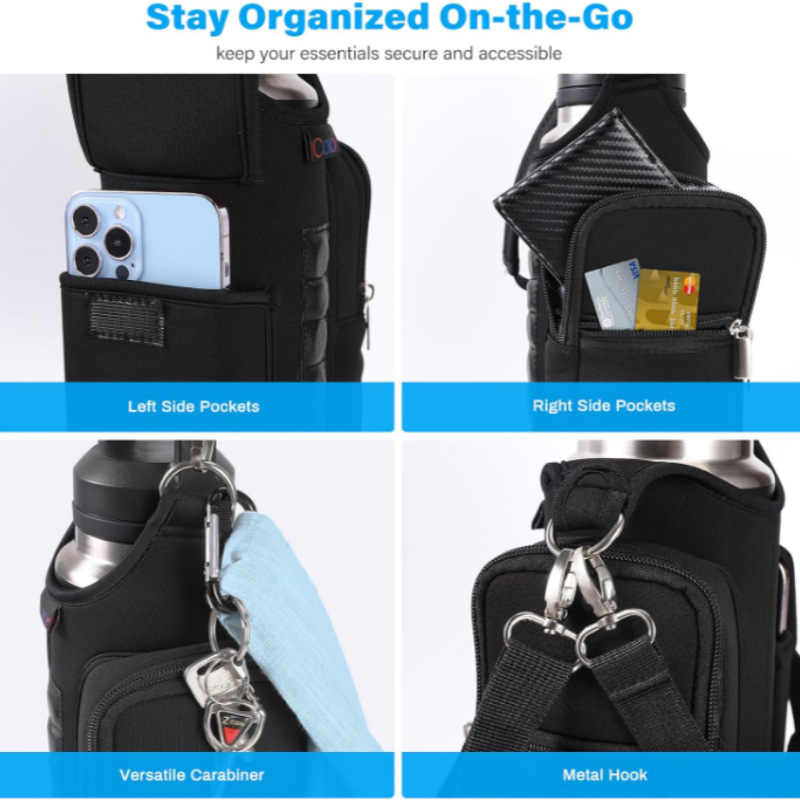 户外跨境运动磁铁水壶袋车载冰霸杯套斜跨手提磁铁潜水料汽车杯套详情5