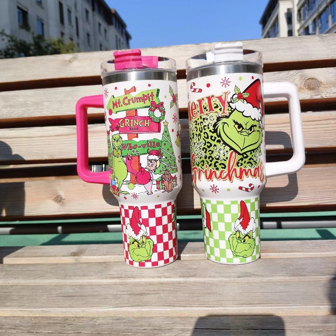 跨境汽车杯40oz车载冰霸杯不锈钢保温杯大容量格林奇5D圣诞系列吸详情3