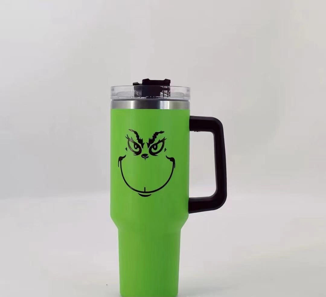 跨境汽车杯40oz车载冰霸杯不锈钢保温杯大容量格林奇5D圣诞系列吸详情21