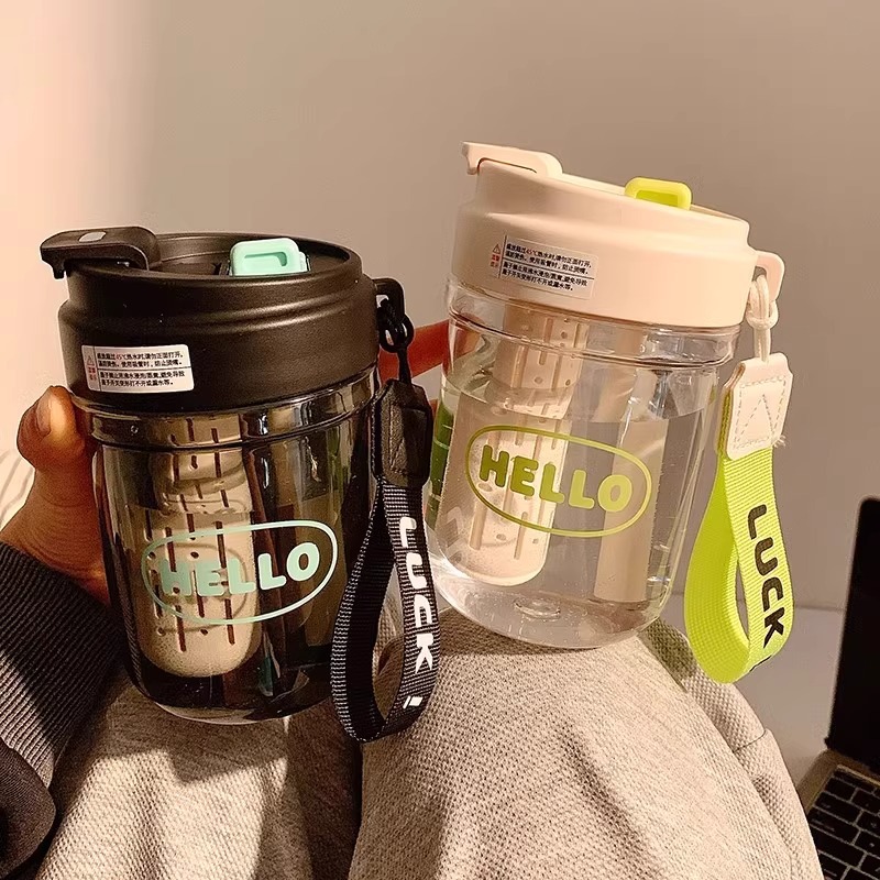 2025新款吸管耐高温塑料杯女生高颜值便携双饮水杯夏季大容量杯子