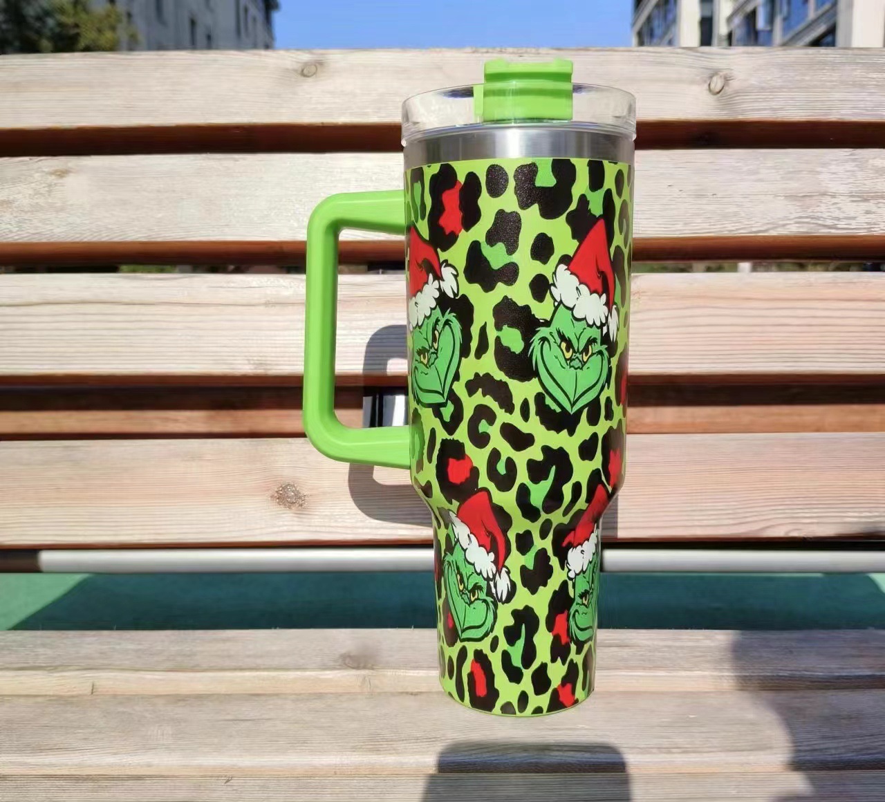 跨境汽车杯40oz车载冰霸杯不锈钢保温杯大容量格林奇5D圣诞系列吸详情14