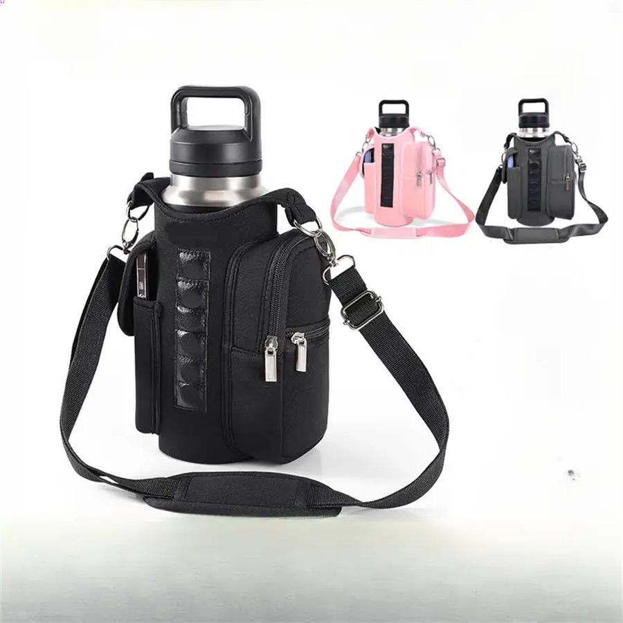 户外跨境运动磁铁水壶袋车载冰霸杯套斜跨手提磁铁潜水料汽车杯套细节图