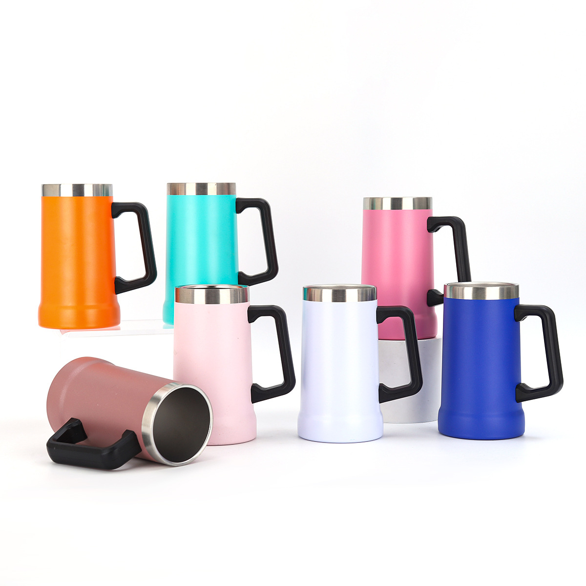 新款创意24oz办公水杯304不锈钢巴西啤酒杯家用大容量手柄马克杯产品图